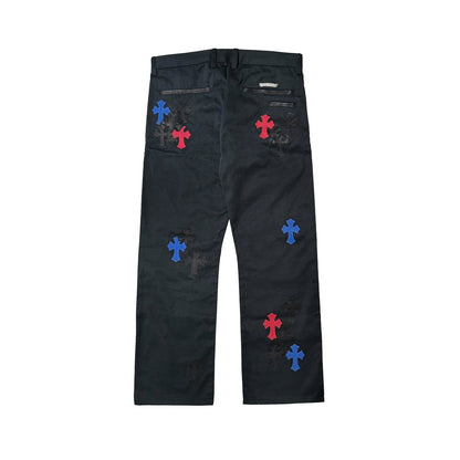 Chrome Hearts Three Colors Leather Cross Patch Carpenter Pants - SHENGLI ROAD MARKET