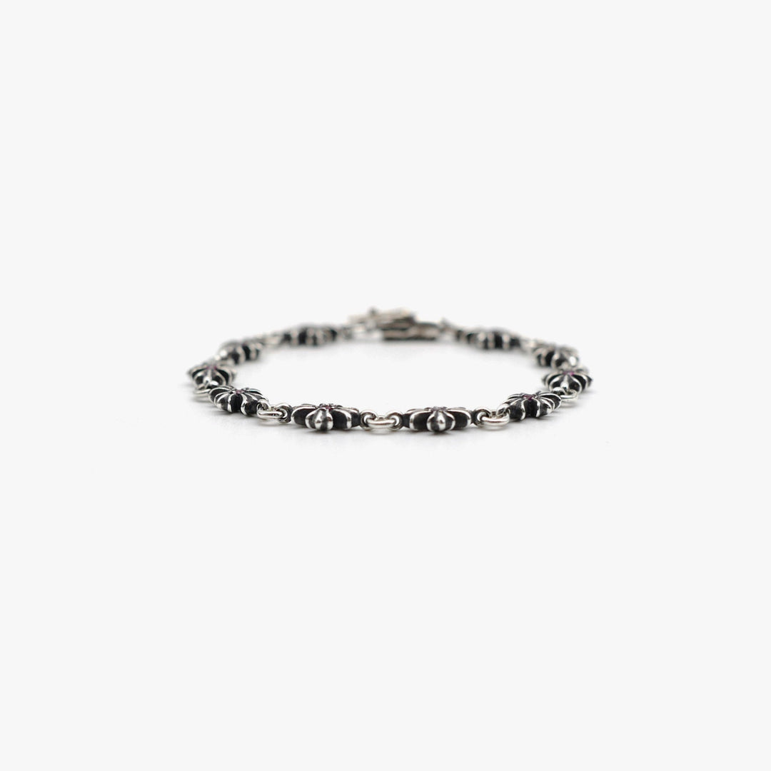 Chrome Hearts Tiny E Silver Pink Diamonds Cross Bracelet - SHENGLI ROAD MARKET