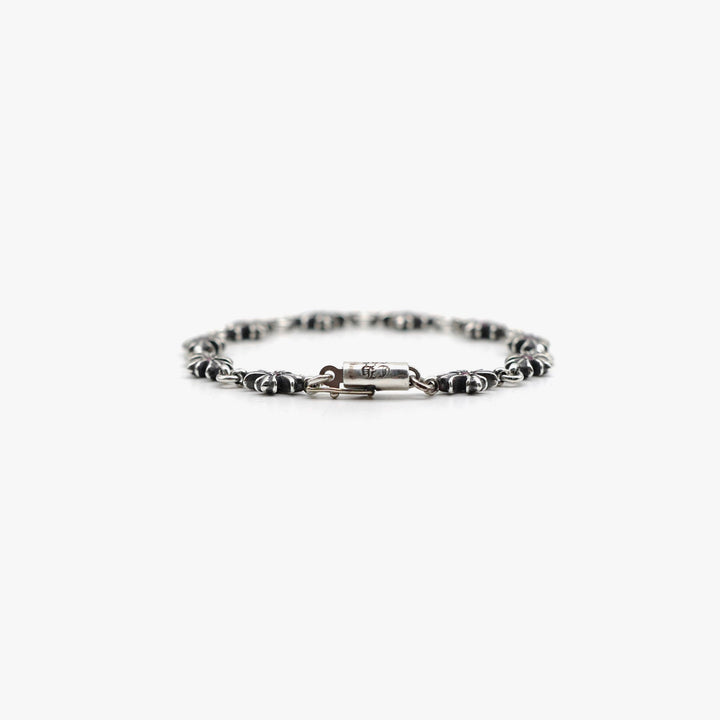 Chrome Hearts Tiny E Silver Pink Diamonds Cross Bracelet - SHENGLI ROAD MARKET