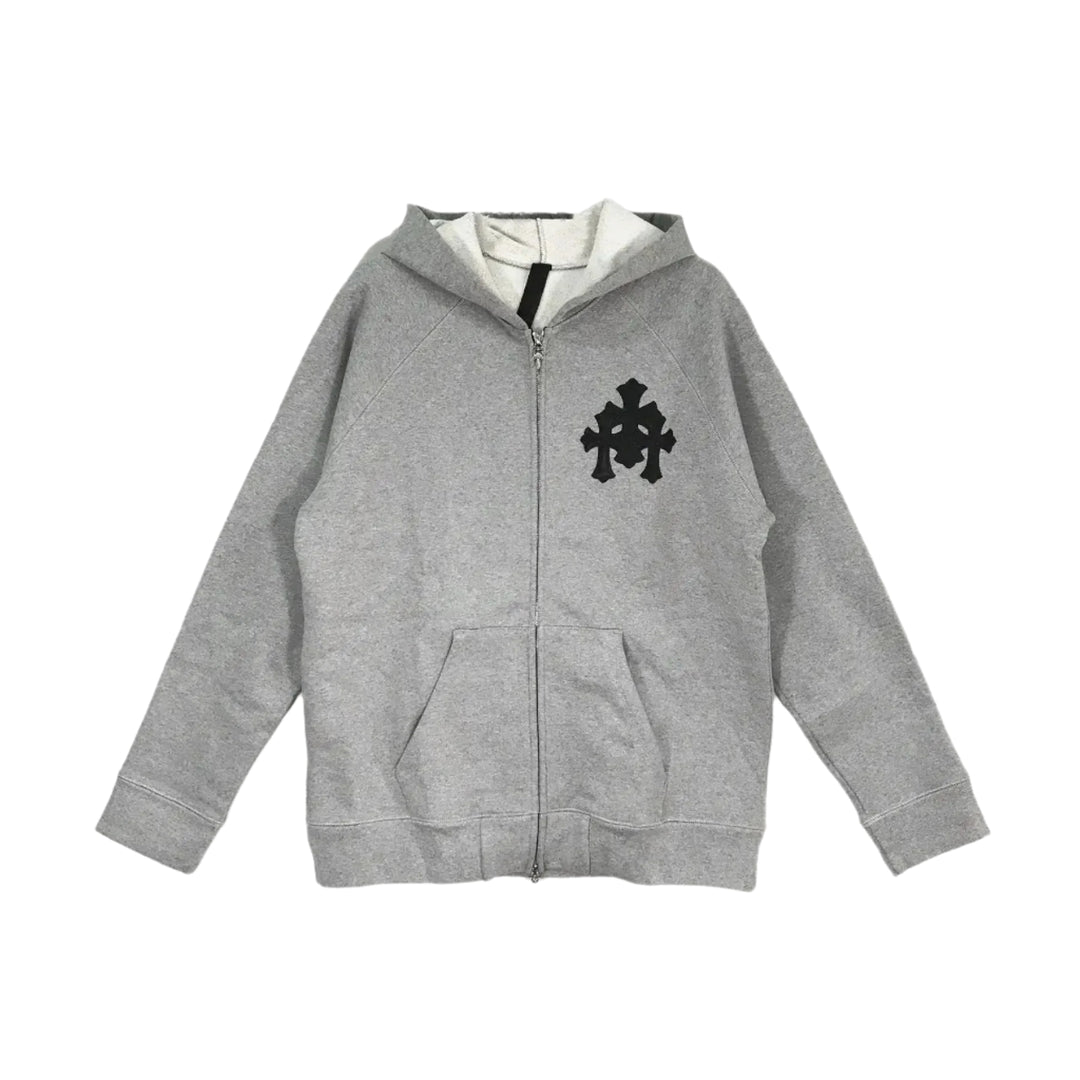 Chrome Hearts Triple Cross Gray Zip Up Hoodie - SHENGLI ROAD MARKET