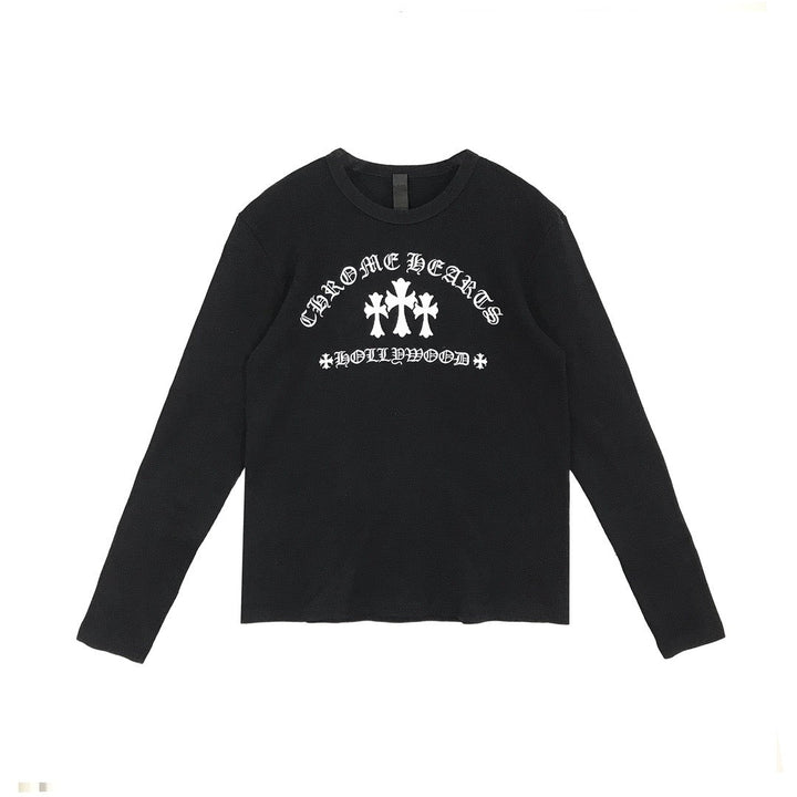 Chrome Hearts Triple Cross Hollywood Script Logo Long Sleeve Tee - SHENGLI ROAD MARKET