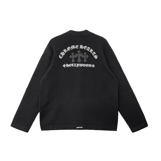 Chrome Hearts Triple Cross Leather Patch Cashmere Sweater - SHENGLI ROAD MARKET