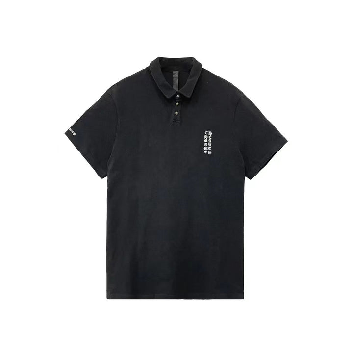 Chrome Hearts Waffle Embroidery Script Silver Button Polo Tee - SHENGLI ROAD MARKET