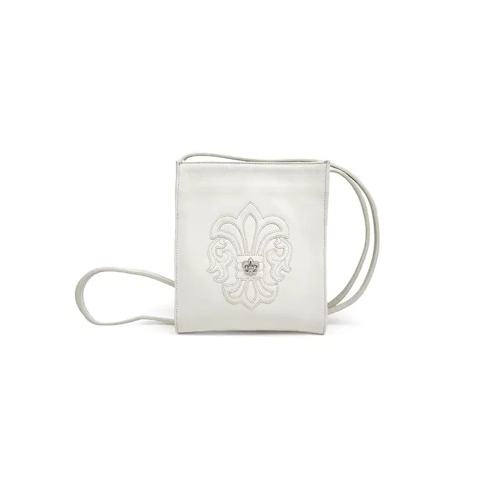 Chrome Hearts White Leather SIlver Fleur Crossbody Bag - SHENGLI ROAD MARKET