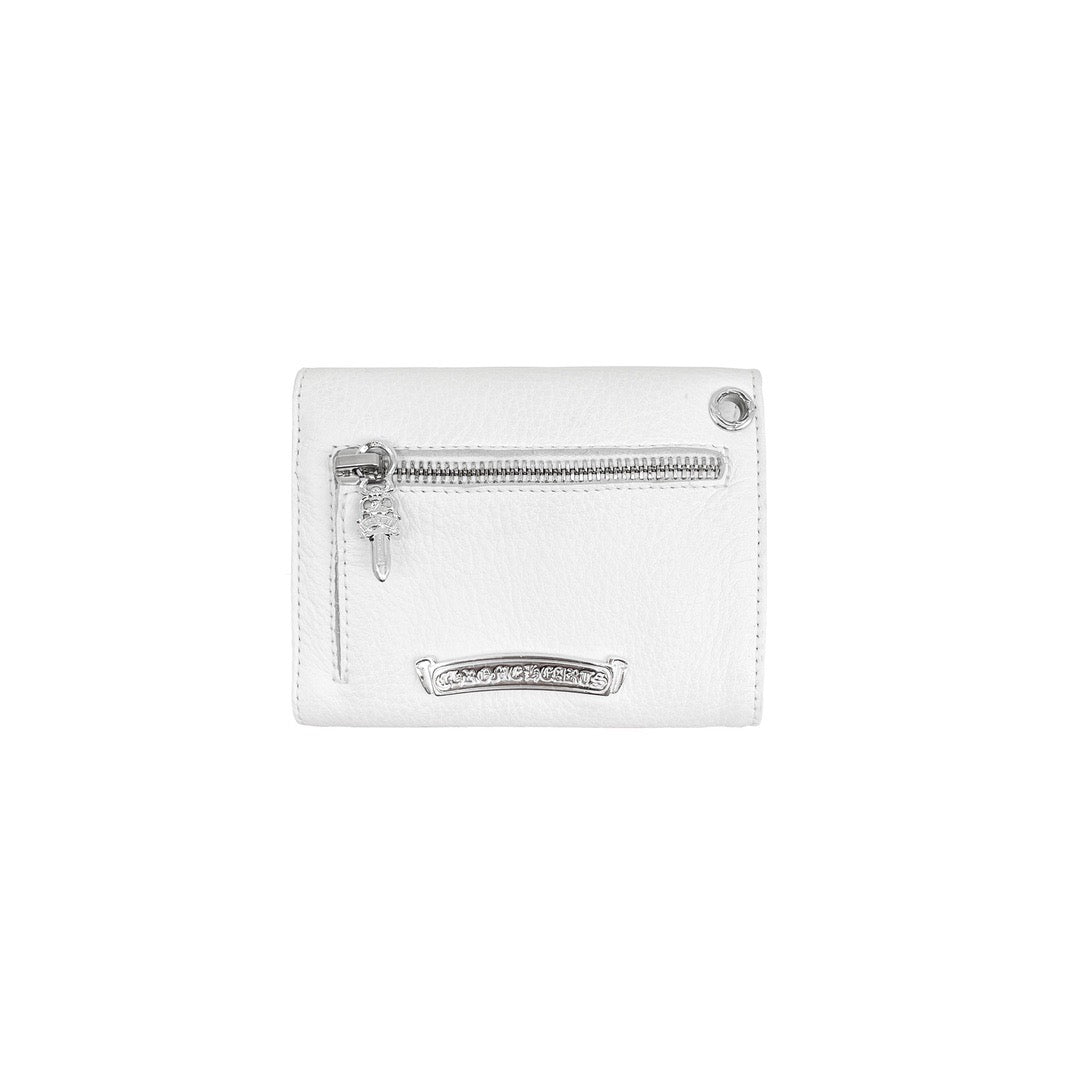 Chrome Hearts White Silver Buttons Folded Wallet Card Holder - SHENGLI ROAD MARKET