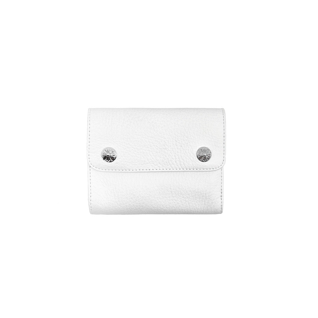 Chrome Hearts White Silver Buttons Folded Wallet Card Holder - SHENGLI ROAD MARKET