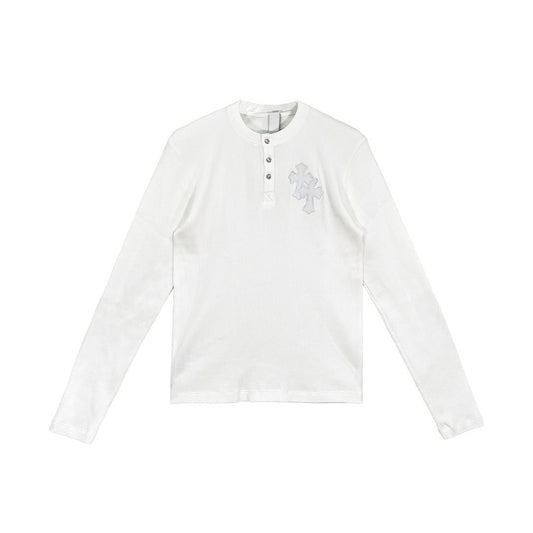 Chrome Hearts White Thermal Leather Cross Patch Long Sleev Tee - SHENGLI ROAD MARKET
