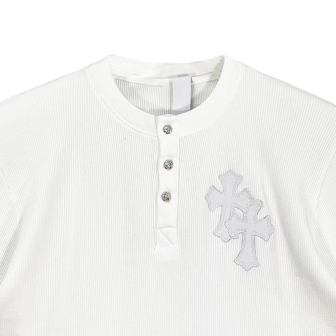 Chrome Hearts White Thermal Leather Cross Patch Long Sleev Tee - SHENGLI ROAD MARKET