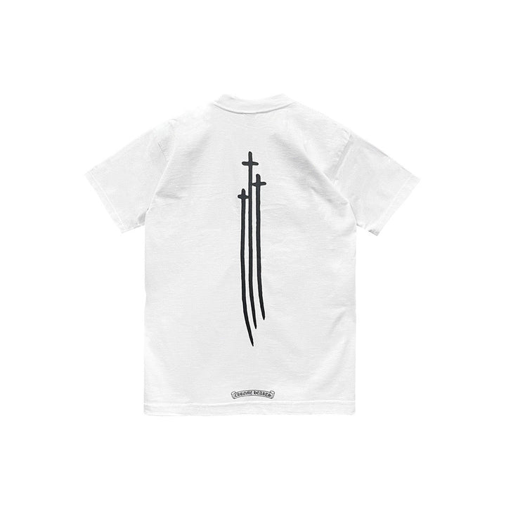 Chrome Hearts White Three Cross Logo Short Sleeve Tee - SHENGLI ROAD MARKET