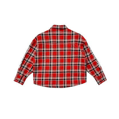 Chrome Hearts WorkDog Red Plaid Silver Button Short Shirt - SHENGLI ROAD MARKET