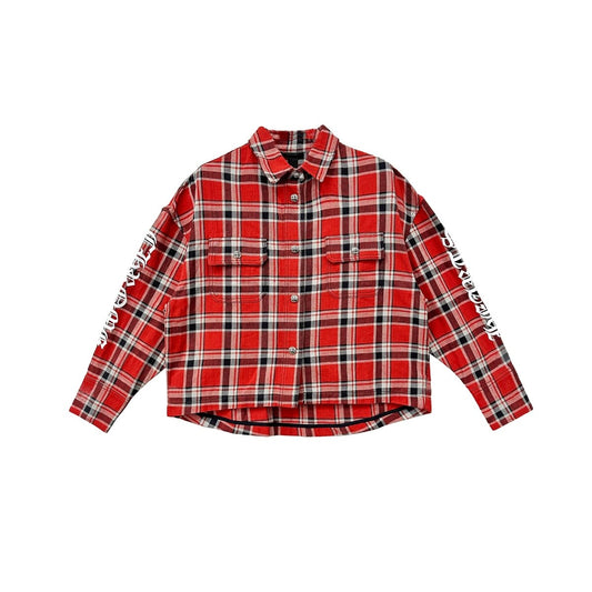 Chrome Hearts WorkDog Red Plaid Silver Button Short Shirt - SHENGLI ROAD MARKET