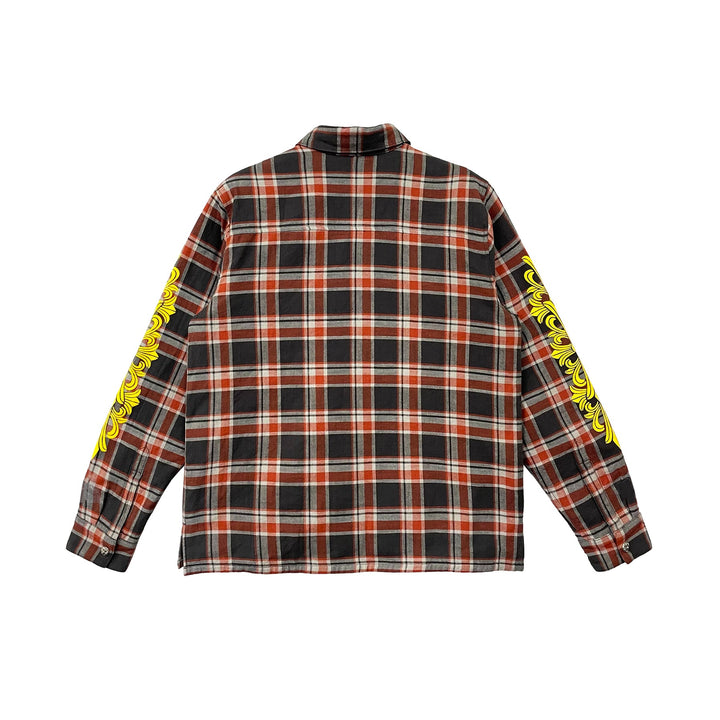 Chrome Hearts Yellow Cross Logo Plaid Quilted Shirt Jacket - SHENGLI ROAD MARKET