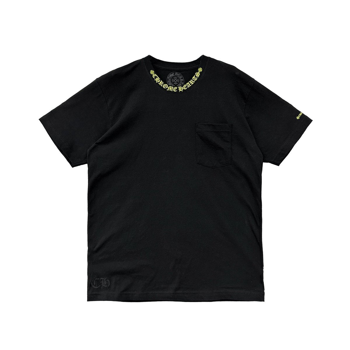 Chrome Hearts Yellow Neck Script Logo Short Sleeve Tee