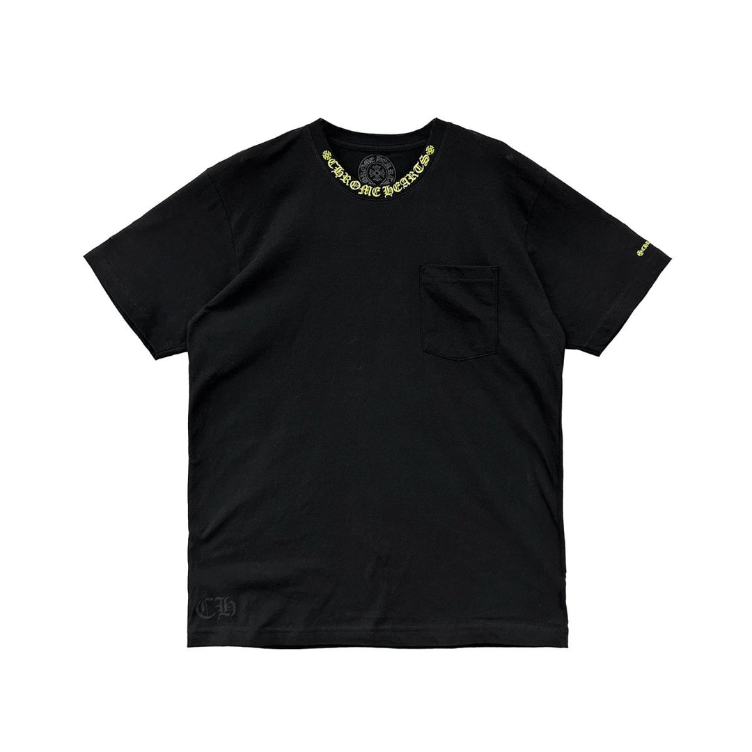 Chrome Hearts Yellow Neck Script Logo Short Sleeve Tee - SHENGLI ROAD MARKET