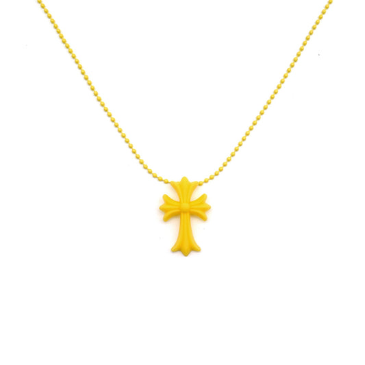 Chrome Hearts Yellow Resin Cross Pendant Ball Chain Necklace - SHENGLI ROAD MARKET