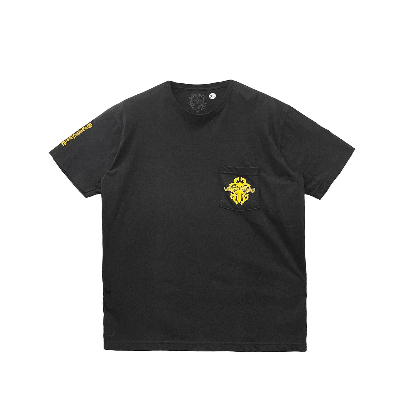 Chrome Hearts Yellow Script Dagger Logo Short Sleeve Tee - SHENGLI ROAD MARKET