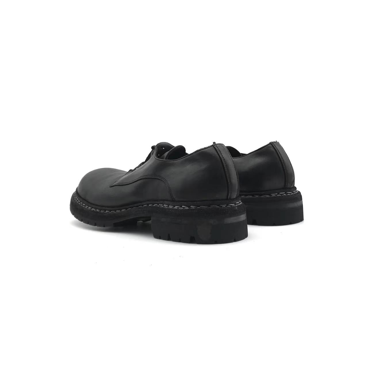 GUIDI Black GR02V Horse Full Grain Lather Derby Shoes