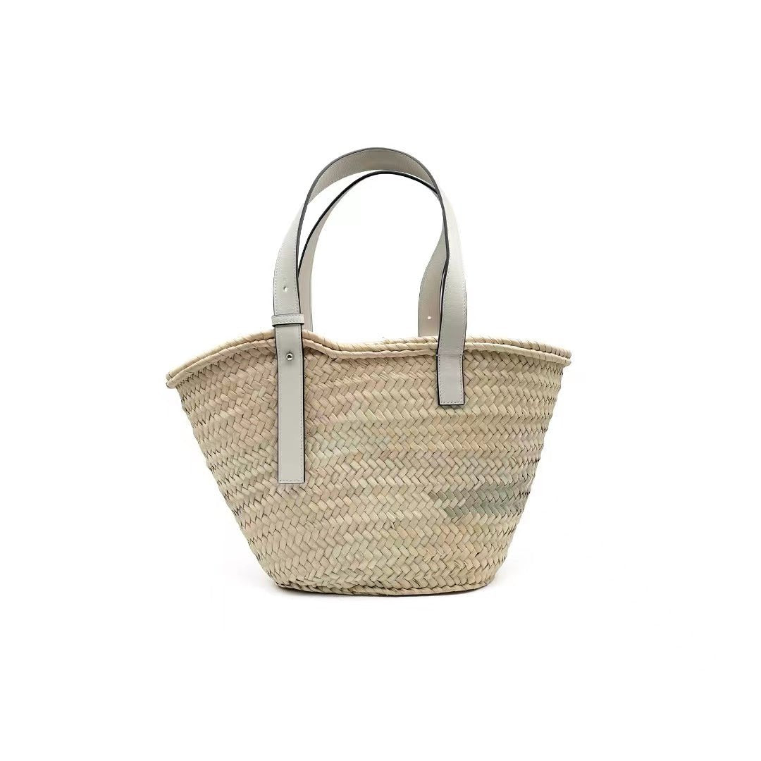 Loewe Basket Bag In Palm Leaf And Calfskin - SHENGLI ROAD MARKET