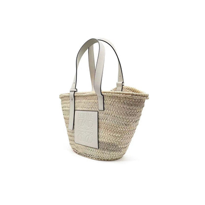 Loewe Basket Bag In Palm Leaf And Calfskin - SHENGLI ROAD MARKET
