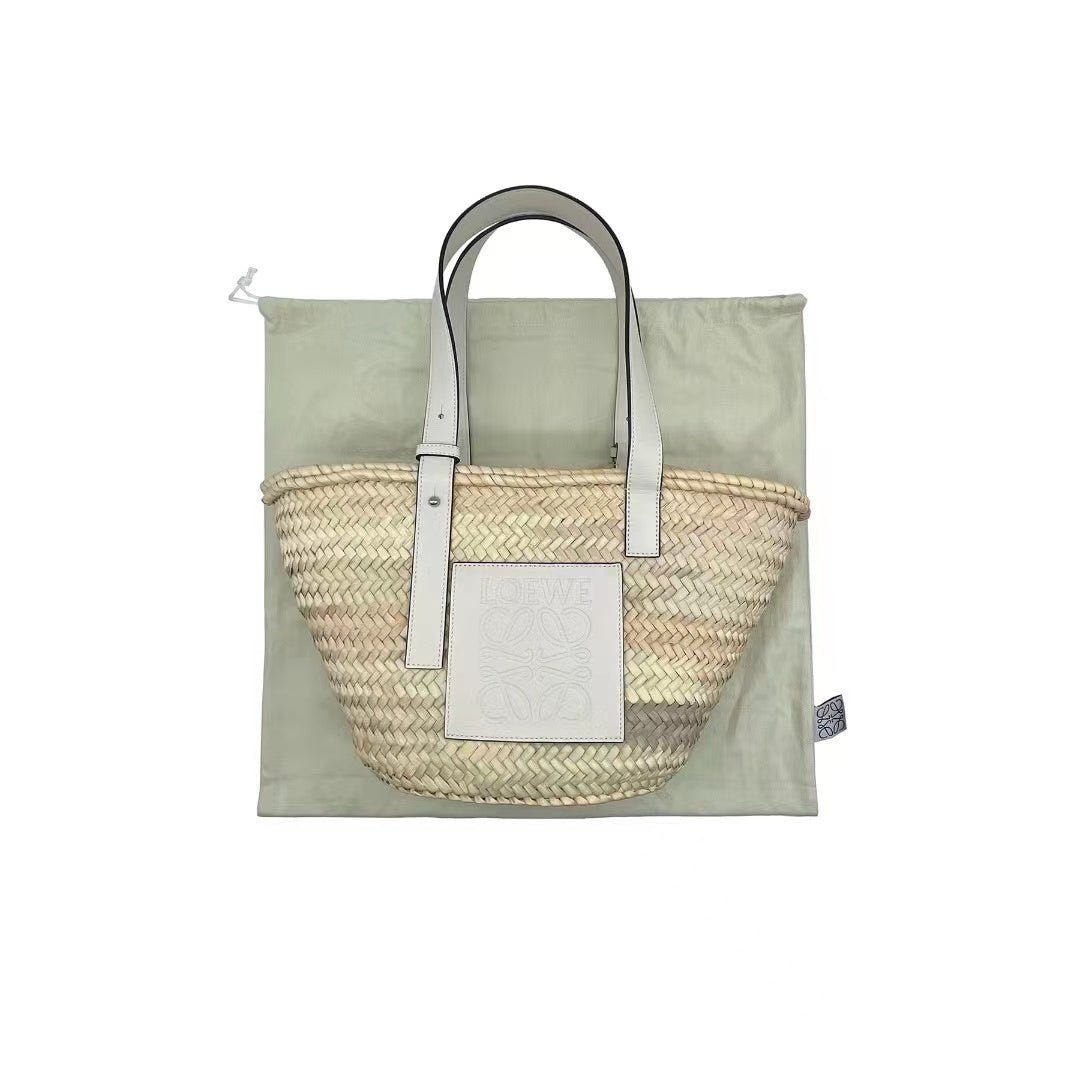 Loewe Basket Bag In Palm Leaf And Calfskin - SHENGLI ROAD MARKET