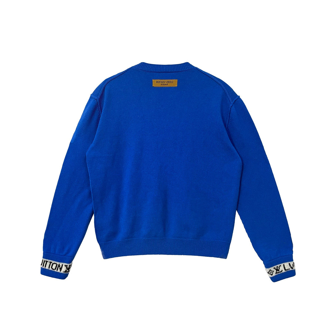 Louis Vuitton Blue LV Cuffs Cashmere Crewneck - SHENGLI ROAD MARKET