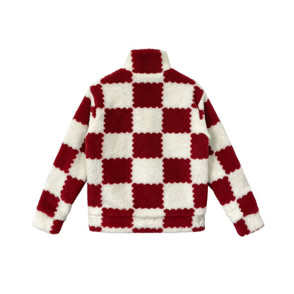 Louis Vuitton Nigo Red & White checkered Fleece Jacket - SHENGLI ROAD MARKET