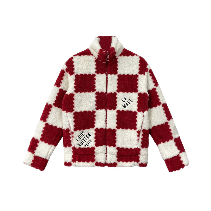 Louis Vuitton Nigo Red & White checkered Fleece Jacket - SHENGLI ROAD MARKET