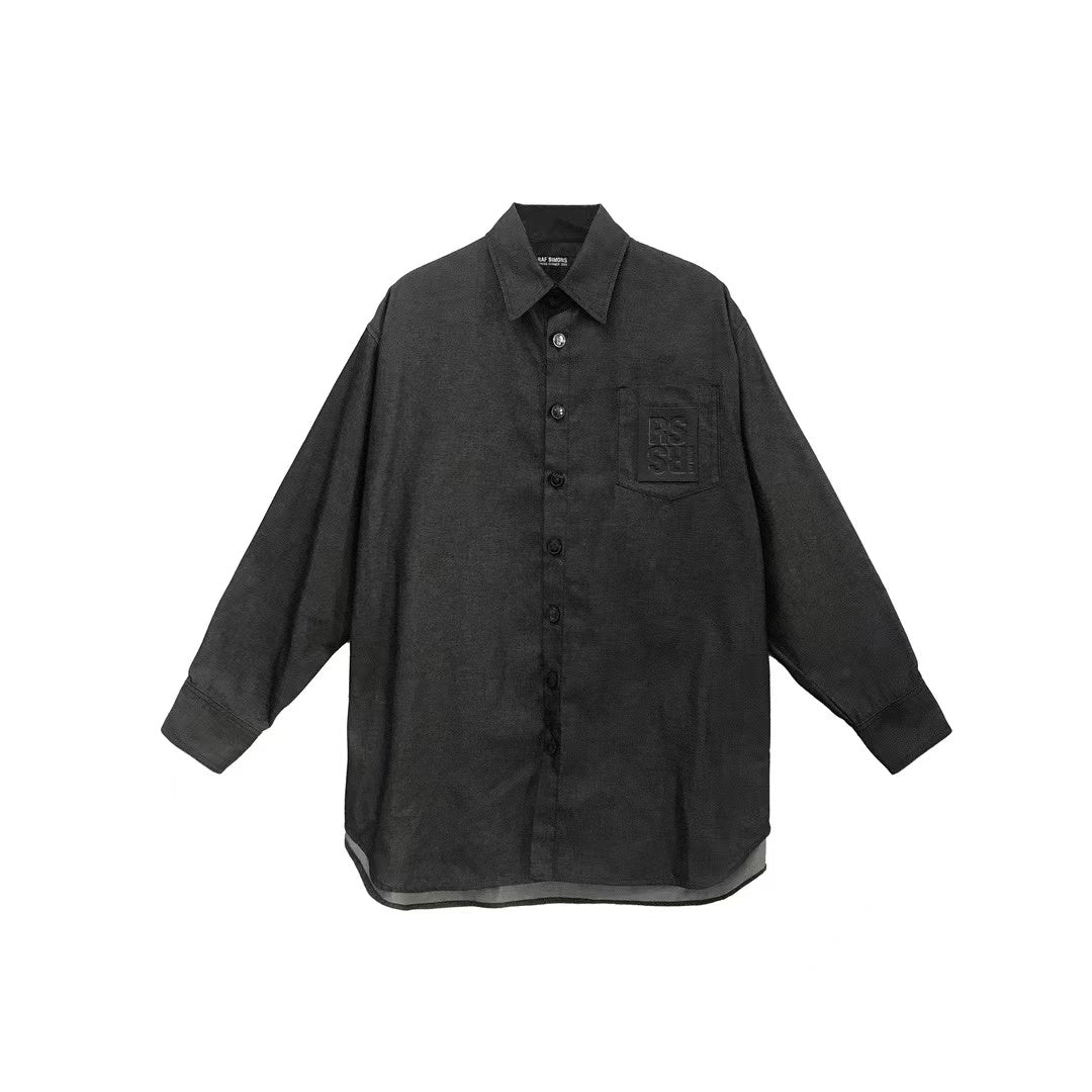 Raf Simons Logo Patch Denim Overshirt - SHENGLI ROAD MARKET