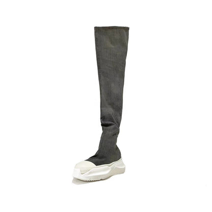 RICK OWENS DRKSHDW Abstract Stockings Denim Boots - SHENGLI ROAD MARKET