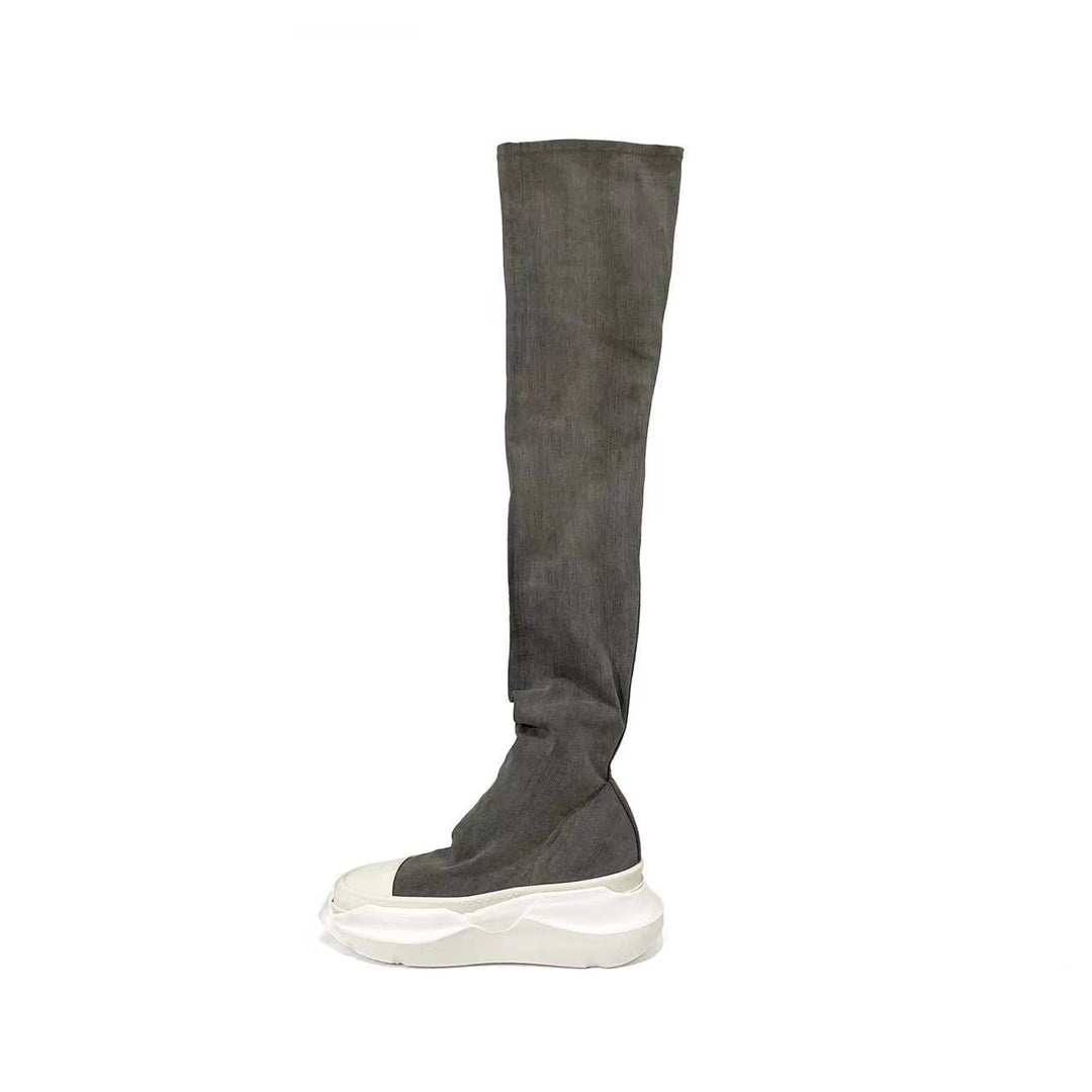 RICK OWENS DRKSHDW Abstract Stockings Denim Boots - SHENGLI ROAD MARKET