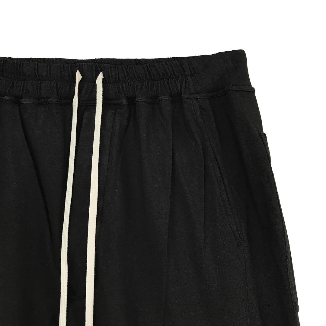 RICK OWENS DRKSHDW Berlin Drawstring Black Cotton Jersey Pants - SHENGLI ROAD MARKET