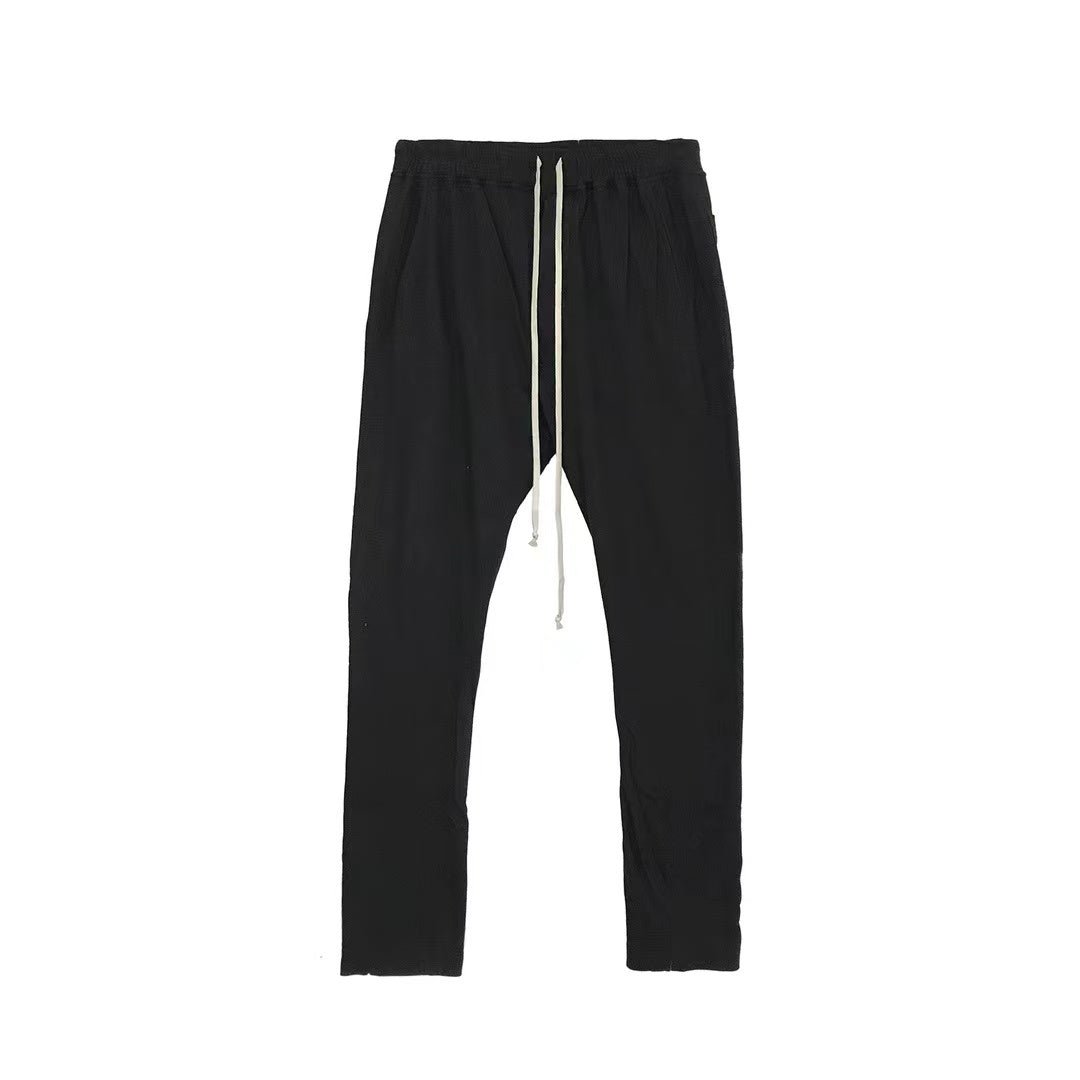 RICK OWENS DRKSHDW Men's Berlin Drawstring Black Light Cotton Pants - SHENGLI ROAD MARKET