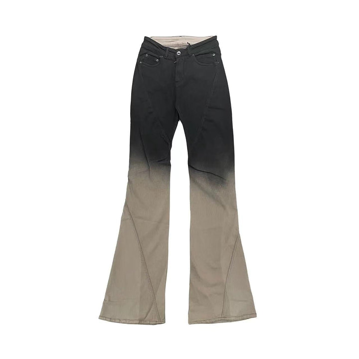 RICK OWENS DRKSHDW Women's Black & Off-White Bias Bootcut Jeans - SHENGLI ROAD MARKET