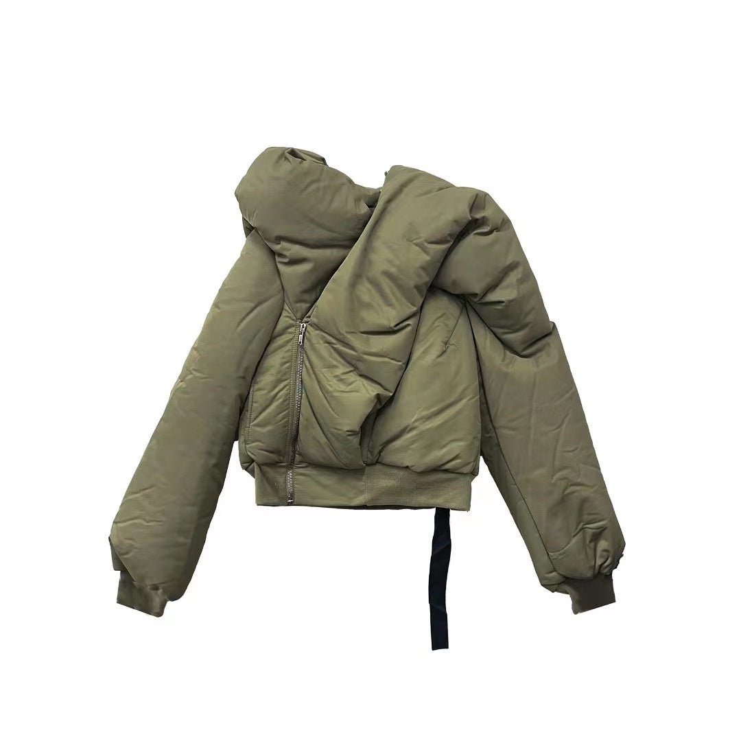 RICK OWENS DRKSHDW Women's Dark Green Doll Down Bomber Jacket - SHENGLI ROAD MARKET