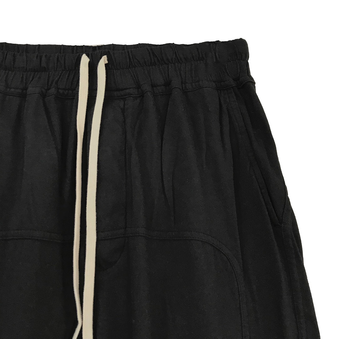 RICK OWENS DRKSHDW Women's Prisoner Drawstring Black Cotton Jersey Pants - SHENGLI ROAD MARKET