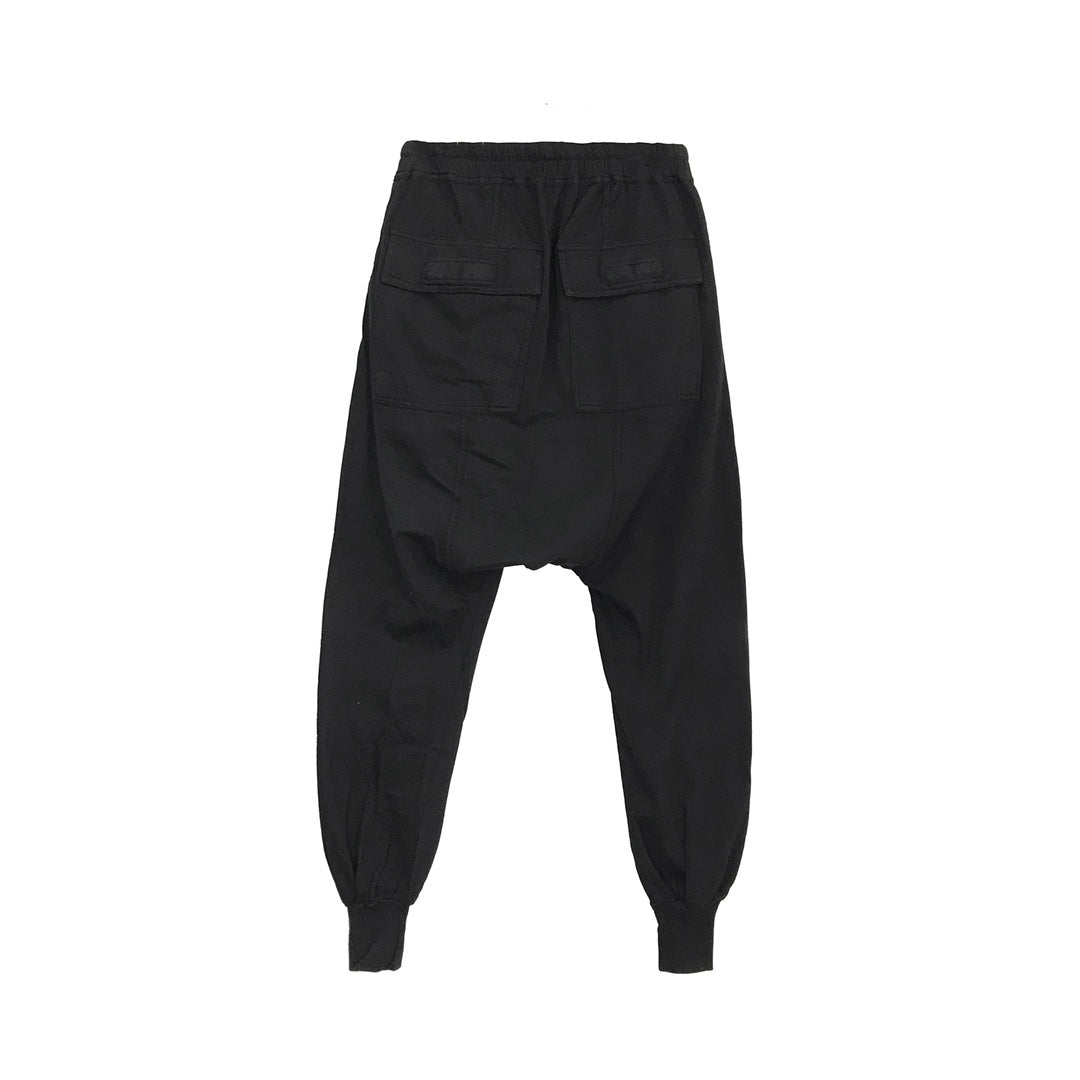 RICK OWENS DRKSHDW Women's Prisoner Drawstring Black Cotton Jersey Pants - SHENGLI ROAD MARKET