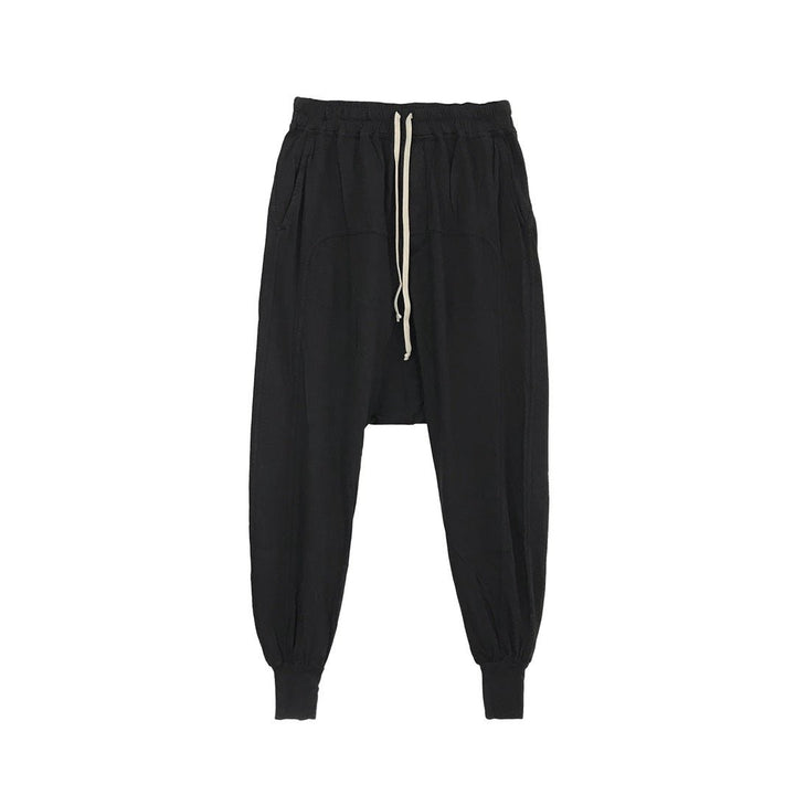 RICK OWENS DRKSHDW Women's Prisoner Drawstring Black Cotton Jersey Pants - SHENGLI ROAD MARKET