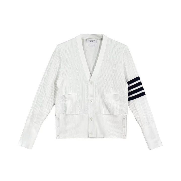 Thom Browne 4-Bar Knitted Cardigan Sweater - SHENGLI ROAD MARKET