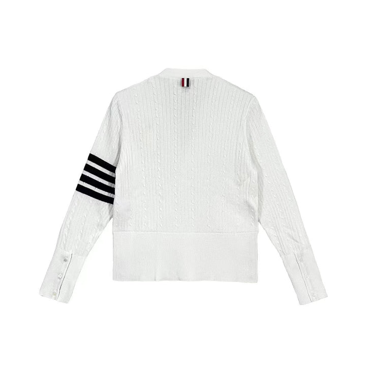 Thom Browne 4-Bar Knitted Cardigan Sweater - SHENGLI ROAD MARKET