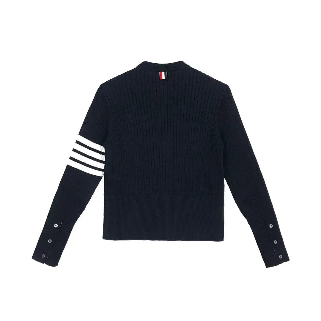 Thom Browne Cable Knit 4-Bar Plain Suiting Sweater - SHENGLI ROAD MARKET