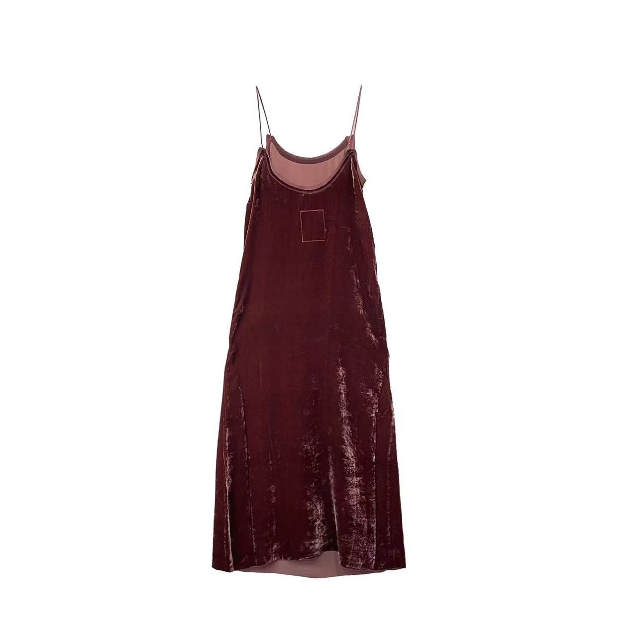 UMA WANG Velvet Wine Red Slip Dress - SHENGLI ROAD MARKET